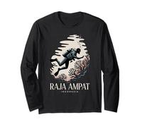 Raja Ampat, Indonesia, Scuba Diver and Coral Diving Fun Long Sleeve T-Shirt