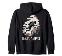 Raja Ampat, Indonesia, Scuba Diver and Coral Diving Fun Zip Hoodie