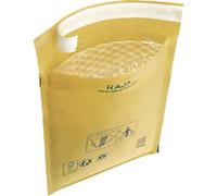 RAJA Padded Envelopes Gold Plain Kraft Paper, PE (Polyethylene) 265 (W) x 220 (H) mm Peel and Seal 75 gsm Recycled 50% Pack of 100