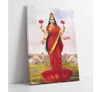 Raja Ravi Varma Goddess Lakshmi - Canvas Wall Art Print Picture - 12 inch wide x 18 inch high (Frame Depth 30mm)
