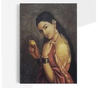 Raja Ravi Varma Woman Holding a Fruit | Indian Portrait Painting, Vintage Print, Fine Wall Art Poster Artwork Pictures
