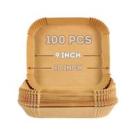 RAJA UNCLE Air Fryer Liners, 100PCS 9 Inch Large Square Disposable Non-Stick Paper Liners Compatible With COSORI, Ninja & Tower Air Fryers