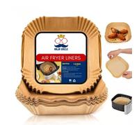 RAJA UNCLE Air Fryer Liners, Parchment Disposable Paper Liners, 100PCS of 7.9 inch Square, Non-Stick, Greaseproof Air Fryer Paper Liners Compatible with COSORI, Ninja, Tefal & Tower Air Fryer