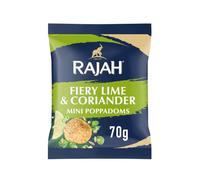 Rajah Snacks Fiery Lime & Coriander Mini Poppadoms - Pack of 1 x 70g