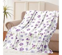 Rajahubri Floral Throw Blanket Purple Flowers Blanket Ultra Soft Flannel Fleece Throw Blanket Lightweight Cozy Fluffy Plush Blanket for Bed Couch Sofa 60" X 80"
