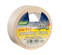 Rajani Low Tack Masking Tape 38mm x 50m White Tissue Paper Delicate Surfaces Stencilling Easy Tear Residue Free Gentle Adhesion