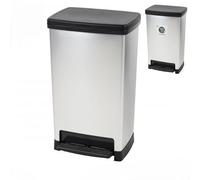 Rajani Pedal Bin 50 Litre with Foot Pedal Plastic Waste Bin Black and Grey Hands Free Kitchen Rubbish Bin Large Capacity