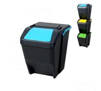 Rajani Stackable Recycle Bin 25 Litre Blue Plastic Waste Sorting Bin Space Saving Kitchen Utility Room Waste Management