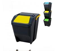 Rajani Stackable Recycle Bin 25 Litre Yellow Plastic Waste Sorting Bin Space Saving Kitchen Utility Room Waste Management