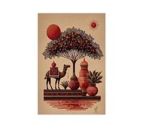 Rajasthan Desert Folk Art Print_ Camel Bells And Mirror Cloth Canvas Poster Bedroom Decor Landscape Office Room Decor Gift 16x24inch(40x60cm)