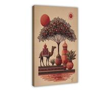 Rajasthan Desert Folk Art Print_ Camel Bells And Mirror Cloth Canvas Poster Bedroom Decor Landscape Office Room Decor Gift 20x30inch(50x75cm)