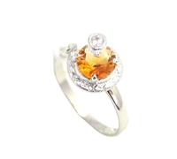 Rajasthan Gems Cobra Snake Ring 925 Sterling Silver Natural Golden Topaz & Cubic Zirconia CZ Stone Unisex Women Men Handmade Gift G392