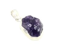 Rajasthan Gems Pendant 925 Sterling Silver Natural Rough Amethyst Gem Stone Women Handmade Gemstone Gift G822