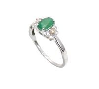 Rajasthan Gems Ring 925 Sterling Silver Natural Emerald Panna Gem Stone Diamonds Diamond Women Handmade Gift H423