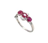 Rajasthan Gems Ring 925 Sterling Silver Natural Ruby Manik Gem Stone Diamonds Diamond Women Handmade Gift H417