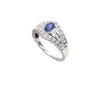 Rajasthan Gems Ring 925 Sterling Silver Natural Sapphire Neelam Gem Stone Diamonds Diamond Women Handmade Gift H403
