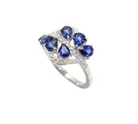 Rajasthan Gems Ring 925 Sterling Silver Natural Sapphire Neelam Gem Stone Diamonds Diamond Women Handmade Gift H421