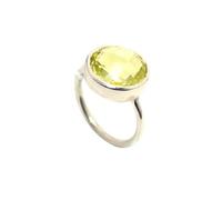 Rajasthan Gems Ring 925 Sterling Silver Women Men Unisex Natural Chess Cut Lemon Topaz Gem Stone Gemstone Handmade Gift G648