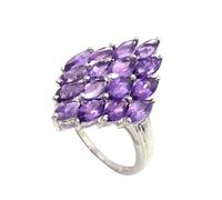 Rajasthan Gems Ring 925 Sterling Silver Women Natural Amethyst Gem Stone Handmade Gift H862