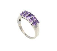Rajasthan Gems Ring 925 Sterling Silver Women Natural Amethyst Gem Stone Handmade Gift H907