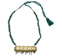 Rajasthan Gems Wedding Pendant Necklace Beaded Wax Fashion Enamel Meena Jewellery Women Green Onyx Gem Stone Bead Necklaces Traditional Handmade Women Reversible L225