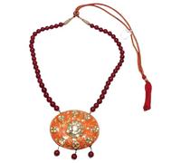 Rajasthan Gems Wedding Pendant Necklace Beaded Wax Fashion Enamel Meena Jewellery Women Red Onyx Gem Stone Bead Necklaces Traditional Handmade Women Reversible L219