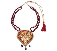 Rajasthan Gems Wedding Pendant Necklace Beaded Wax Fashion Enamel Meena Jewellery Women Red Onyx Gem Stone Bead Necklaces Traditional Handmade Women Reversible L221