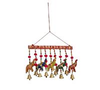 Rajasthani Strings Hanging Decorations Elephant & Bell Door Hanging, Elephant Wind Chime for Home Decoration on Door or Wall