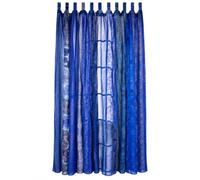 RAJBHOOMI HANDICRAFTS Indian Old Sari White Color Curtain Door Drape Window Decor Silk Sari Hippie Recycle Curtains, 210 x 105 cm (Blue)
