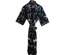 RAJBHOOMI HANDICRAFTS Women Kimono Fashion Printed Cover Ups Cotton Tunic Lightweight, Black1, XXL