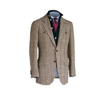 RAJEGAR Men Houndstooth Tweed Sports Blazer Casual Norfolk Jacket Wool Blend Hacking Jackets Slim Vintage British Groom Coat