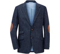 RAJEGAR Men Tweed Herringbone Sport Coats Slim Casual Notched Lapel Wool Blend Blazer Jackets Vintage British Groom Coat Navy