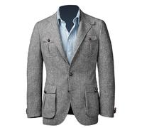 RAJEGAR Men Tweed Herringbone Sport Coats Slim Two Button Casual Wool Blend Blazer Jackets Brown Vintage British Groom Coat