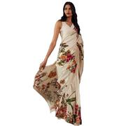 RAJESHWAR FASHION WITH RF Women's Bright Moss Silk Farewell Floral Print Sarees For Ladies & Girls With Lace Border & Blouse(Durga)