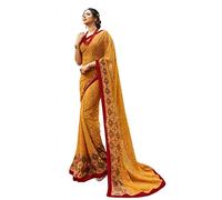 RAJESHWAR FASHION WITH RF Women's Silk Printed Saree With Jacquard Lace Border Work Saree With Blouse Piece(A45 BLUE_Multicolored_Free Size 6.30 Mtr), Blue, One Size, Yellow, One size