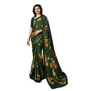RAJESHWAR FASHION WITH RF Women's Soft Silk Printed Saree With Lace Border & Blouse Piece(Dark Green)