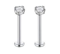 Rajnard 16G Lip Bars Cartilage Tragus Helix Earrings Silver Stainless Steel Labret Stud 6-19mm Flat Back Piercing Jewellery