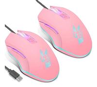 RajoNN Mice Wired Gaming Mouse, Silent Click, RGB Backlit Optical Type C Game Mice, Ergonomic Phone Mouse with 2400 DPI And 6 Buttons, for PC Computer Laptop Desktop, Pack Of 2