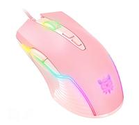 RajoNN Mice Wired Gaming Mouse, USB Optical Computer Mice with RGB Backlit, 6400 DPI, Ergonomic PC Mouse with 7 Programmable Buttons, for Windows (Color : Pink)