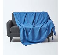 (255 x 360 cm, Blue) Cotton Rajput Ribbed Throw