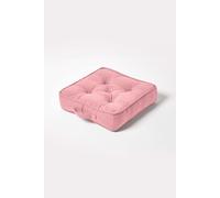 Rajput Ribbed Cotton Floor Cushion Homescapes Pink 40cm x 40cm