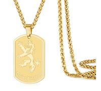 Rajputana British Lion Pendant Necklace for Men Boys England Scotland Britain Gifts Mens Gold Stainless Steel Lion Necklace Jewellery Gifts