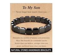 Rajputana HEYOLL Hematite Bracelet Men Natural Stones Handmade Bracelets Hematite Stone Healing Bracelet Special Energy Male Bracelets To My Son Gifts Valentines Day Gifts for Him