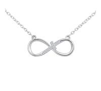 Rajputana Infinity Cross Necklace for Women, Dainty 925 Sterling Silver Sparkling Cubic Zirconia Love Pendant Necklace Christmas Jewellery Gifts Mom Daughter with Inspirational Card