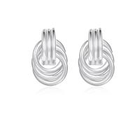 Rajputana Statement Earrings Silver Knot Earrings for Women, Geometric Dangle Drop Earrings,Vintage Metal French Style Statement Earrings Trendy Jewellery