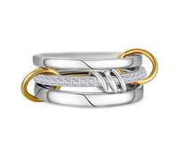 Rajputana Sterling Silver Ring Interlocked Stackable Rings for Women Mixed Thumb Rings Non Tarnish Connected Silver Rings for Women R1/2=59mm