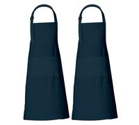 RAJRANG Aprons for Women Set of 2 Reflecting Pond Blue Cotton With 3 Pockets Adjustable Neck Straps Adult Ladies Plain Masterchef Bistro Professional Soft Full Apron