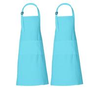 RAJRANG Aqua Apron Set of 2 - Cotton Full-Length Aprons with Pockets for Women and Men for Kitchen, BBQ, Painting, Cleaning and gardening, 88 x 68 cm