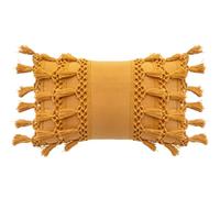 RAJRANG Artisan Gold Lumbar Pillow Cover - 20x12 cm Cotton Rectangle Throw Pillowcase for Sofa, Bed and Living Room Décor