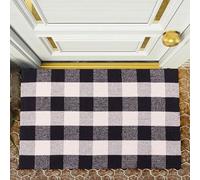 RAJRANG Black and -Buffalo Plaid Rug - 2' x 4.3' Cotton Handwoven Washable Mat for Farmhouse Decor - Indoor Outdoor Entryway Rug for Porch or Kitchen